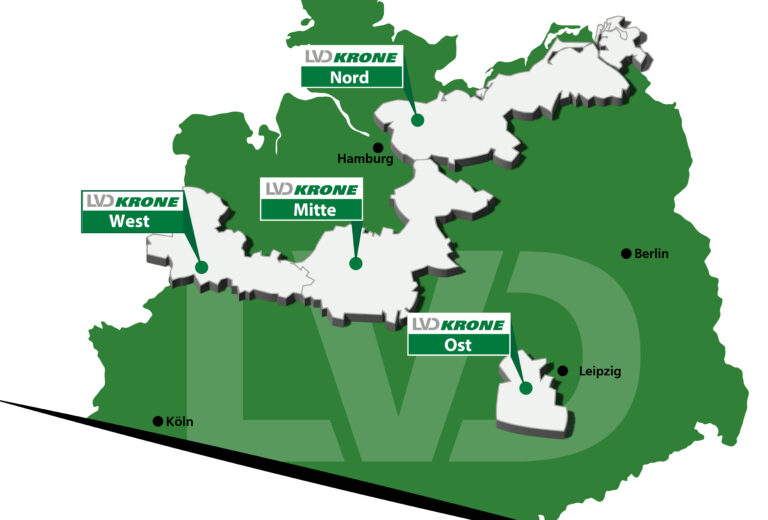 Gebietskarte der Vertriebsregionen des LVD Krone